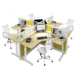 Meja Kantor Partisi Indachi 4 Set L Kuning