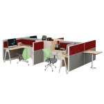 Meja Kantor Partisi Indachi 4 Set Red
