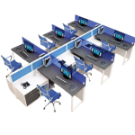 Meja Kantor Partisi Indachi 6 Set Blue